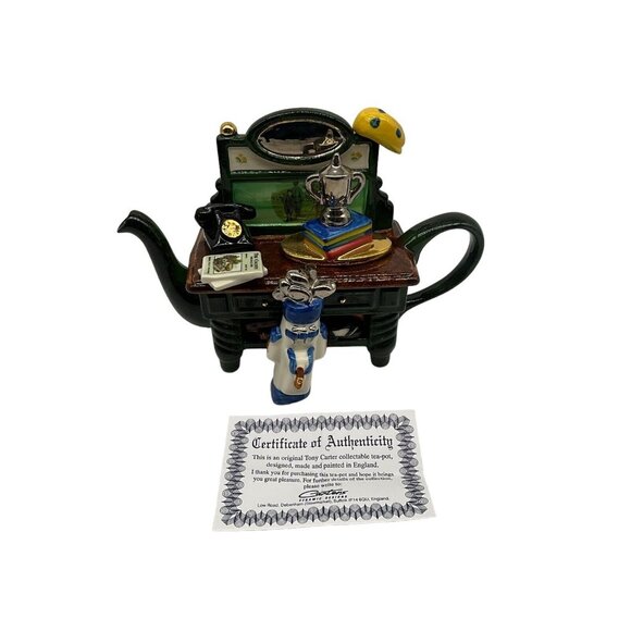 Tony Carter Golf Themed Collectible Teapot Hand Painted Home Decor TeapotsREAD